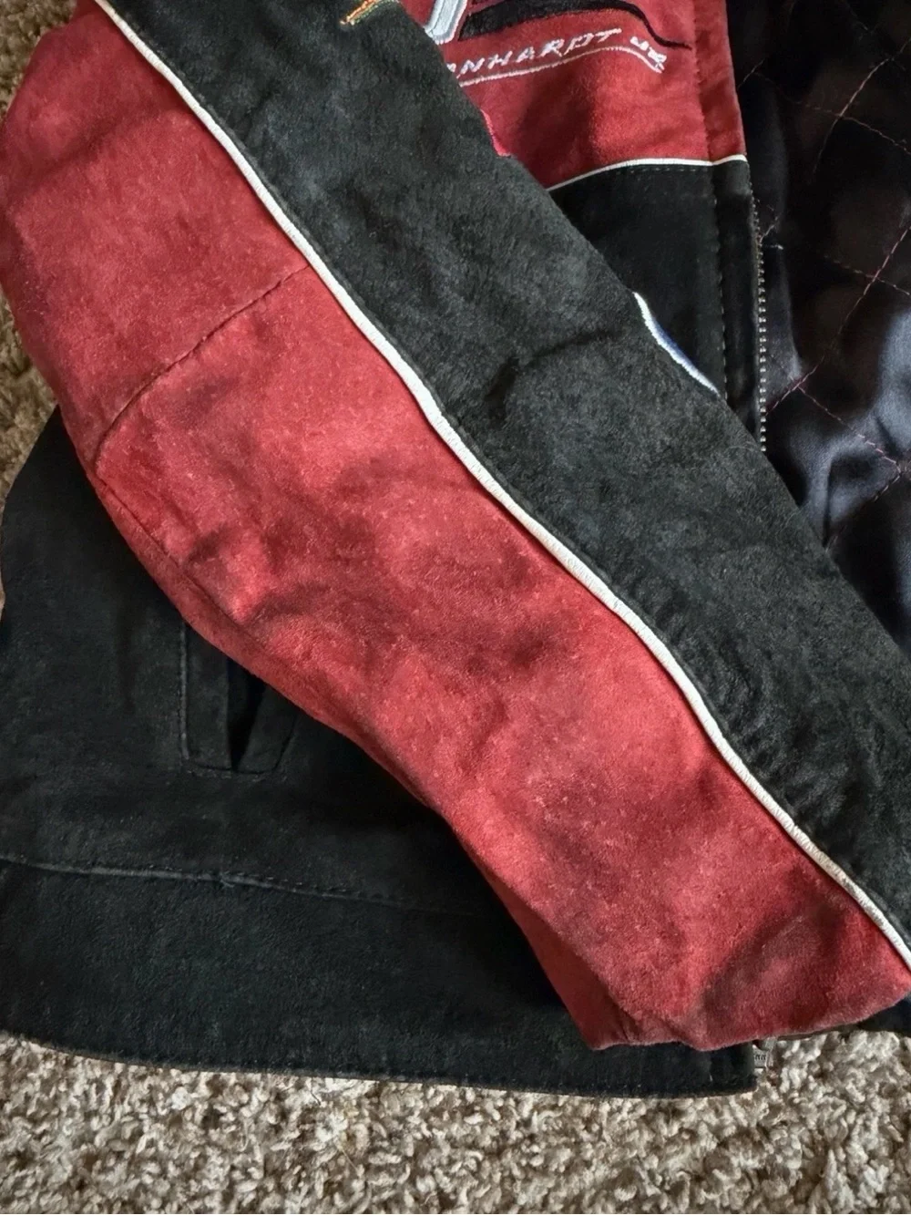 Wrangler Black and Red Kids Racing Jean Jacket with Patch Accents
